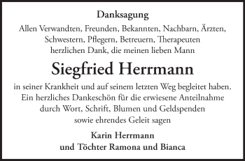Traueranzeige von Siegfried Herrmann von Märkische Oderzeitung