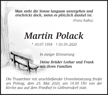 Traueranzeige von Martin Polack von Märkische Oderzeitung